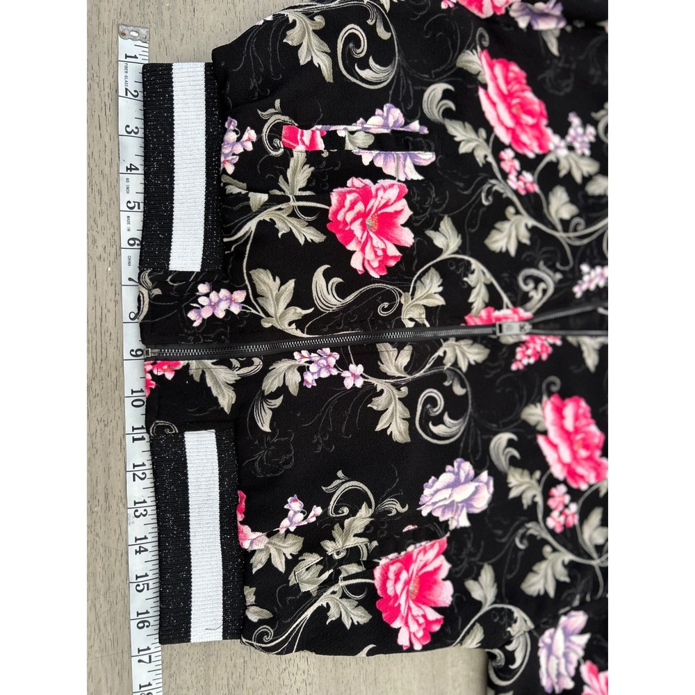 Cotton On Floral Bomber Jacket Black Pink Purple Varsity Trim Zip Up Womens 8 - Picture 6 of 10